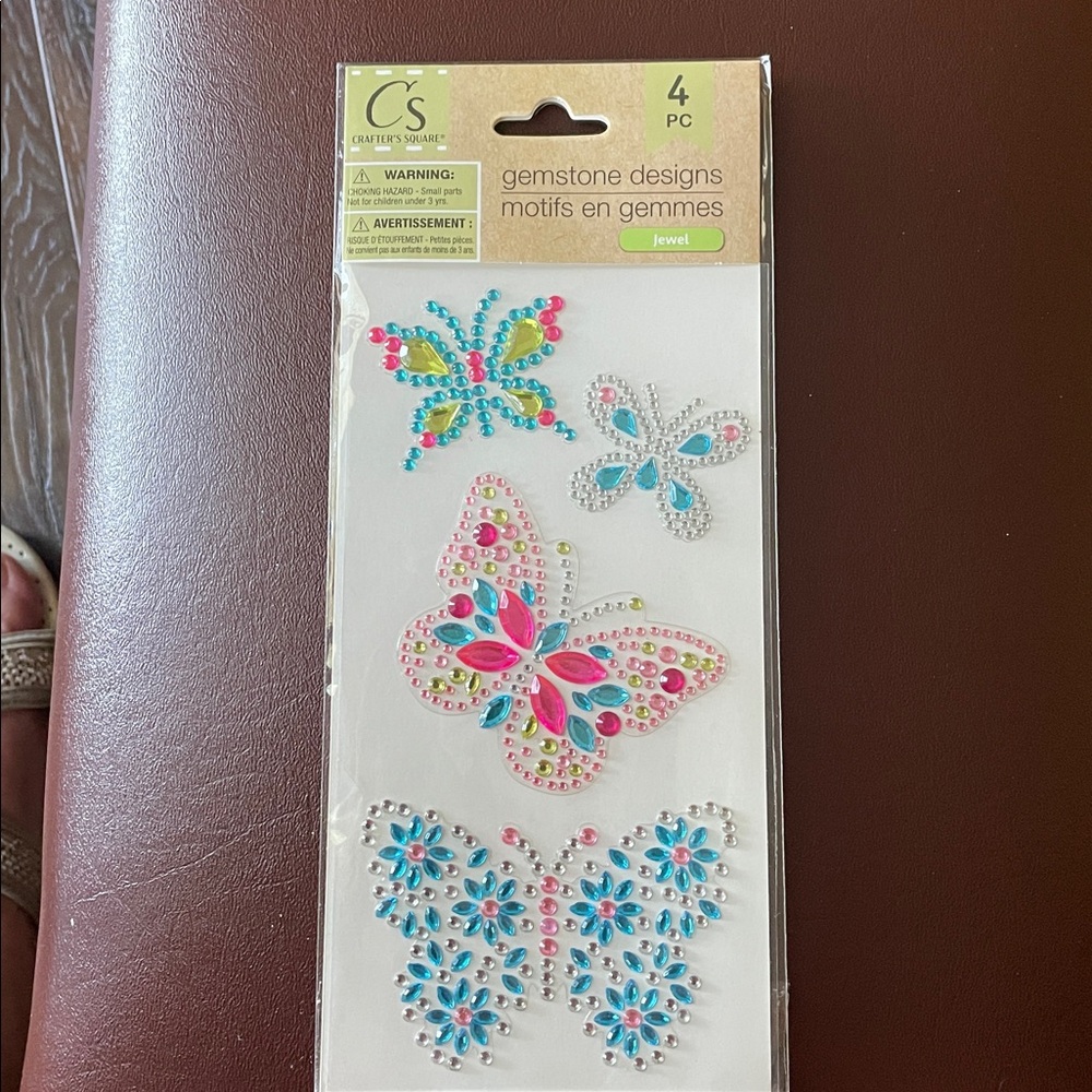 4 PC Butterflies Gemstones Bling Jewels Crafter's Square Stickers